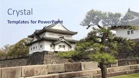  Presentation with osaka - Slide set enhanced with watch-tower-of-osaka-castle background and a sky blue colored foreground