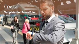  Presentation with commuter - PPT theme with watch while waiting his train background and a red colored foreground