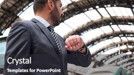  Presentation with commuter - PPT layouts enhanced with watch while waiting his train background and a dark gray colored foreground