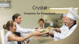  Presentation with servers - Presentation design consisting of watched by the female manager background and a mint green colored foreground