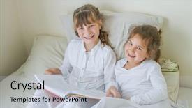  Presentation with close up of young girls - Theme with watchful - indoor portrait of young european background and a lemonade colored foreground