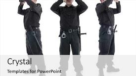  Presentation with security guards - Slide deck consisting of watchful - three security guards wearing black background and a white colored foreground