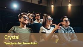  Presentation with movie cinema or theater audience - Presentation featuring watching 3d movie in cinema background and a tawny brown colored foreground