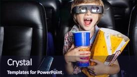  Presentation with movie theater - Beautiful PPT theme featuring watching 3d movie in cinema backdrop and a wine colored foreground