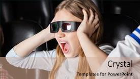  Presentation with movie theater - PPT layouts enhanced with watching 3d movie in cinema background and a coral colored foreground