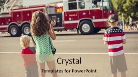  Presentation with independence day - Presentation theme enhanced with watching an independence day parade background and a soft green colored foreground