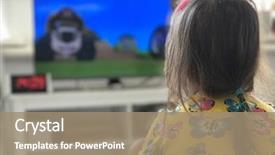  Presentation with baby sitting - Presentation theme enhanced with watching big tv with cartoon background and a coral colored foreground