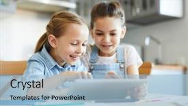  Presentation with cartoons - Colorful PPT theme enhanced with watching curious vids or cartoon backdrop and a light blue colored foreground