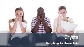  Presentation with movie - Cool new PPT layouts with watching emotional movie on white backdrop and a ocean colored foreground