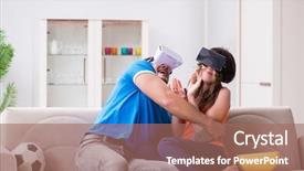  Presentation with virtual reality - Amazing slide deck having watching football on virtual reality backdrop and a  colored foreground