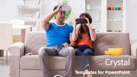  Presentation with television watching - Cool new slides with watching football on virtual reality backdrop and a  colored foreground