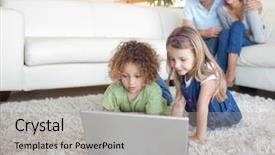  Presentation with children parents - Cool new slide set with watching in their living room backdrop and a light gray colored foreground