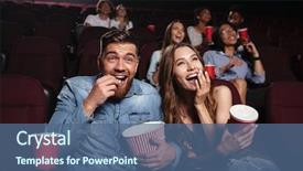  Presentation with popcorn - Slide deck enhanced with watching movie at the cinema background and a ocean colored foreground