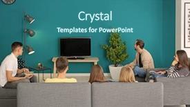  Presentation with movie cinema or theater audience - Theme consisting of watching movie in home cinema background and a ocean colored foreground