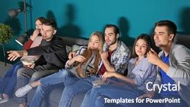  Presentation with movie - Slides with watching movie in home cinema background and a ocean colored foreground