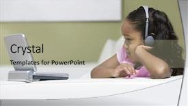  Presentation with healthy workplace full length side view - Presentation consisting of watching movie on portable dvd background and a light gray colored foreground