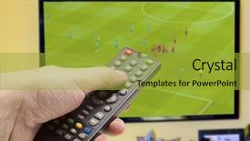  Presentation with game - Audience pleasing slides consisting of watching soccer game on tv backdrop and a gold colored foreground