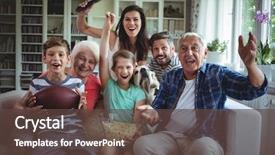  Presentation with living room family - Theme featuring watching soccer match on television background and a tawny brown colored foreground
