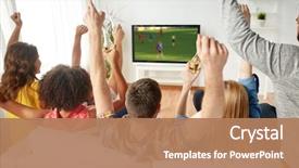  Presentation with alcoholic - Amazing slide set having watching soccer or football game backdrop and a coral colored foreground