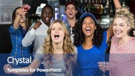  Presentation with bar - Presentation theme having watching sport in a bar background and a ocean colored foreground