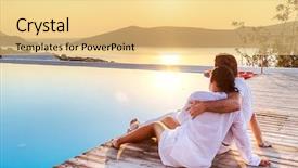  Presentation with hug - Colorful PPT theme enhanced with watching sunrise together in greece backdrop and a yellow colored foreground