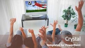  Presentation with living room family - Amazing presentation design having watching the world cup backdrop and a violet colored foreground