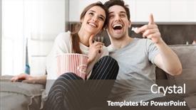  Presentation with romance nature couple - Amazing presentation design having watching tv and eating popcorn backdrop and a tawny brown colored foreground