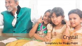  Presentation with portrait of indian macaque monkey - Presentation theme featuring watching tv at home happy background and a  colored foreground