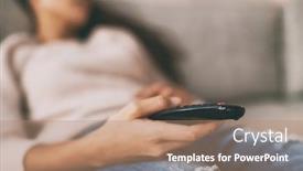  Presentation with television watching - Audience pleasing presentation design consisting of unhealthy - watching tv at home woman backdrop and a coral colored foreground