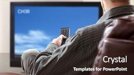  Presentation with remote - Theme with watching tv holding remote control background and a wine colored foreground