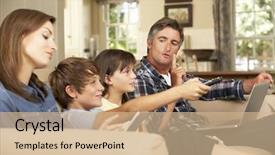  Presentation with conflicts parents and children - Presentation theme featuring watching tv whilst parents use background and a soft green colored foreground