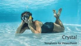  Presentation with smart - Amazing slides having water - beautiful girl takes a call backdrop and a light blue colored foreground