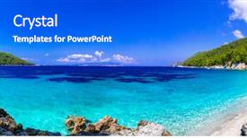  Presentation with island - PPT layouts consisting of water - beutiful beaches of skopelos island background and a cobalt blue colored foreground