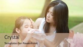  Presentation with mother child - Amazing presentation theme having water - portrait asian mother comforting backdrop and a coral colored foreground