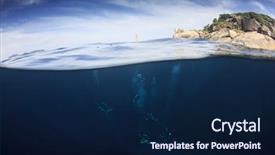  Presentation with scuba diving - Presentation theme having water - scuba diving underwater half background and a navy blue colored foreground