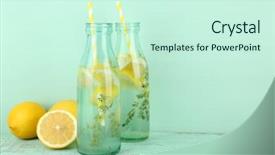  Presentation with thyme - Audience pleasing PPT theme consisting of water - tasty cool beverage with lemon backdrop and a cool aqua colored foreground