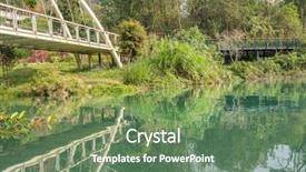  Presentation with sun and moon - Presentation design with water and bridge at sun background and a  colored foreground