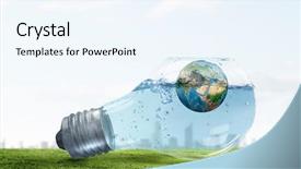  Presentation with water glass - Beautiful PPT theme featuring water and floating earth backdrop and a sky blue colored foreground