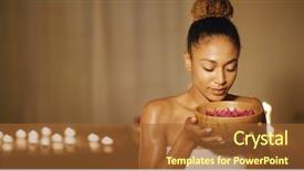  Presentation with bowl of aroma spa - Beautiful PPT theme featuring water and petals for spa backdrop and a red colored foreground