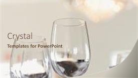  Presentation with dining restaurant - Slide deck consisting of water and wine glasses on an elegant restaurant dining table vertical shot background and a lemonade colored foreground