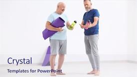  Presentation with water sports - Audience pleasing PPT theme consisting of water and yoga mat indoor backdrop and a sky blue colored foreground