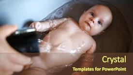  Presentation with animation - Slide deck enhanced with water animation - bathing baby in bathtub background and a tawny brown colored foreground