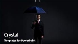  Presentation with rain animation - Beautiful presentation theme featuring water animation - businessman with umbrella standing backdrop and a black colored foreground