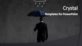  Presentation with failure - Presentation having water animation - businessman with umbrella standing background and a dark gray colored foreground