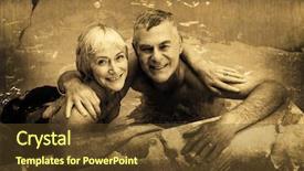  Presentation with grey line drawings of tall buildings - Slides enhanced with water animation - grey background against portrait background and a tawny brown colored foreground