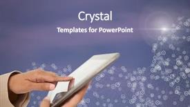  Presentation with hands holding black tablet - Presentation theme enhanced with water animation - hand holding tablet with connectors background and a ocean colored foreground