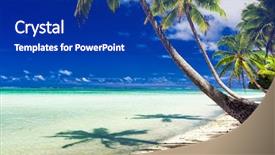  Presentation with palm beach - Beautiful presentation theme featuring water at rarotonga cook islands backdrop and a royal blue colored foreground