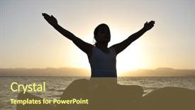  Presentation with merger sunset - PPT layouts with water balance - girl on sunset exercising background and a coral colored foreground