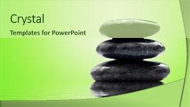  Presentation with detox green smoothies still life - Presentation design consisting of water balance - spa stones in still life background and a soft green colored foreground