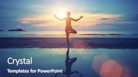  Presentation with yoga and meditation - Cool new PPT layouts with water balance - young yoga woman meditation backdrop and a ocean colored foreground